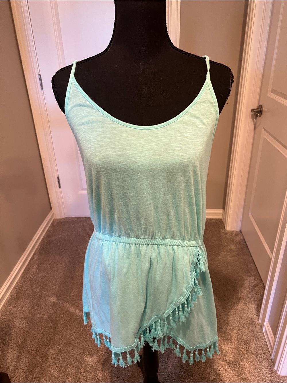 Victoria's Secret Aqua Tassel Trim Mini Romper